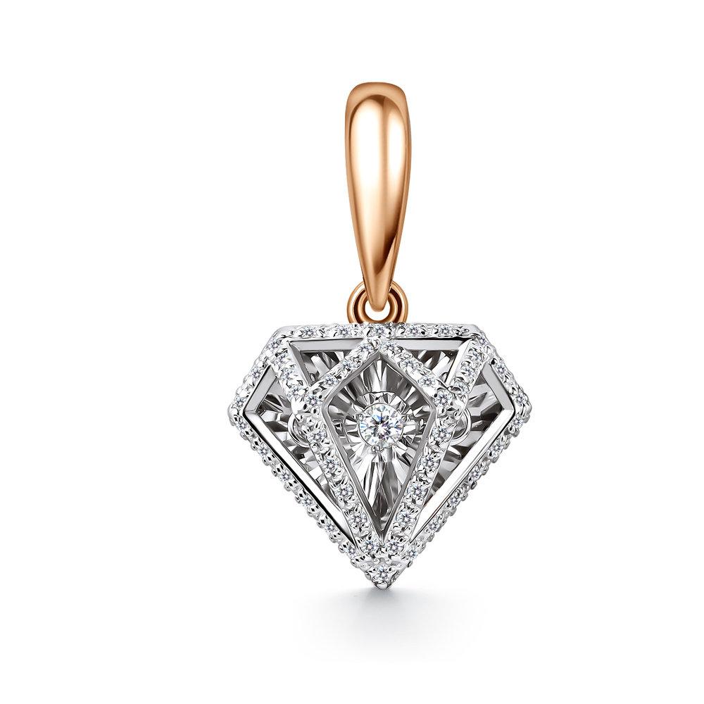 Подвеска декоративная Grigoriev, красное золото 585 проба, вставка бриллиант