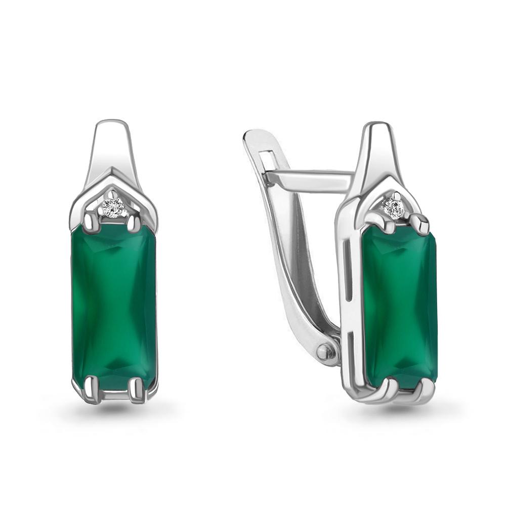 Серьги с английским замком Aquamarine,  серебро 925 проба, вставка фианит (Aquamarine, Россия)