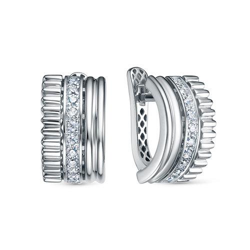 Серьги с английским замком DELTA,  серебро 925 проба, вставка фианит (DELTA, Россия)