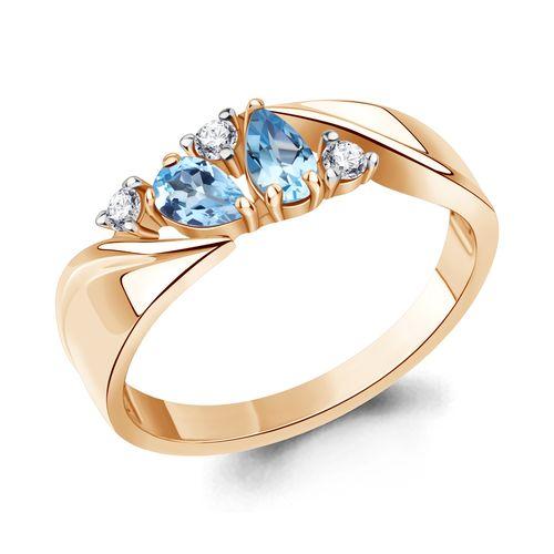 Кольцо декоративное Aquamarine, красное золото 585 проба, вставка фианит (Aquamarine, Россия)