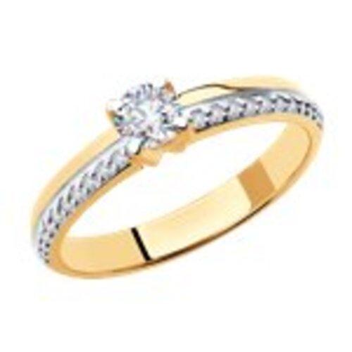 Кольцо помолвочное SOKOLOV, красное золото 585 проба, вставка фианит