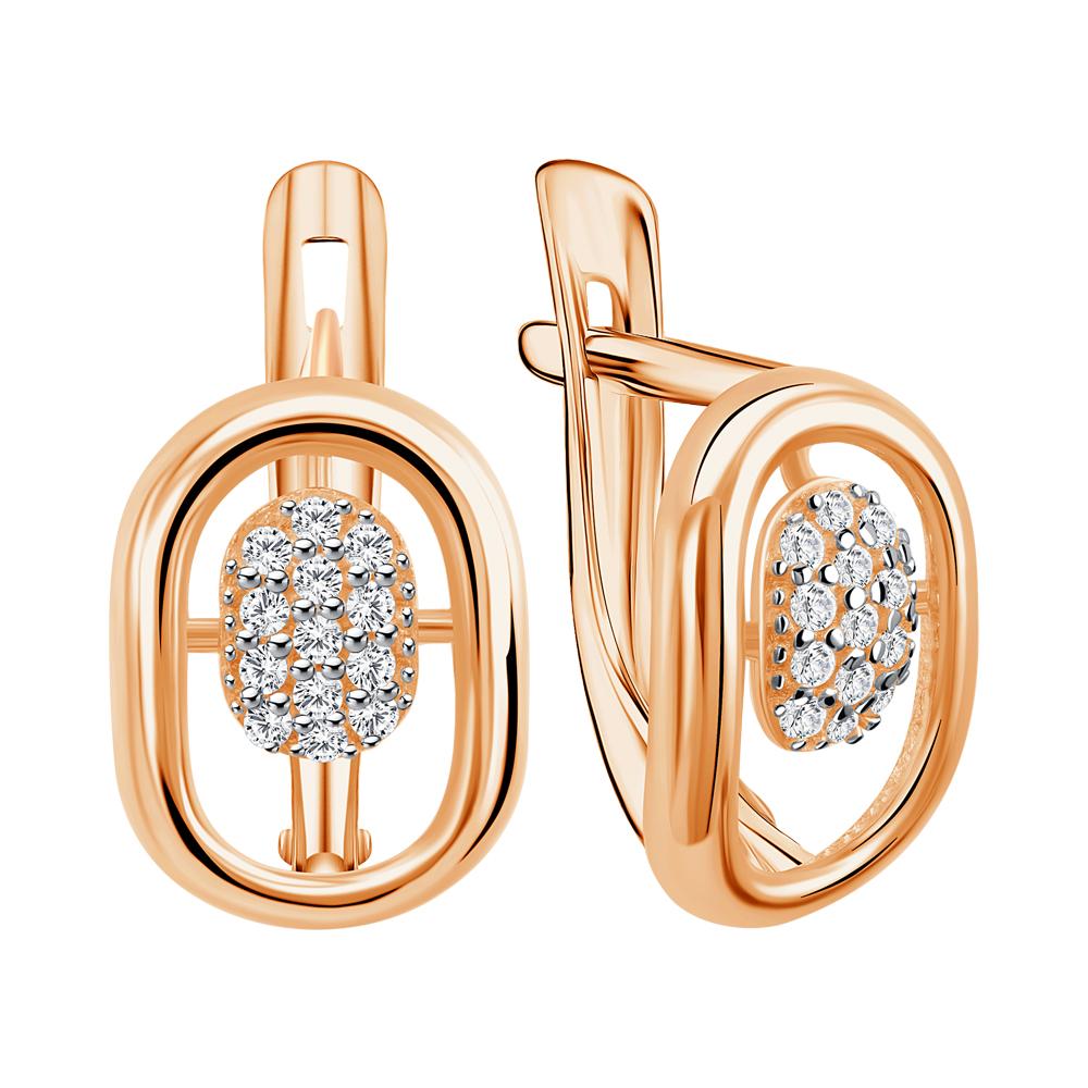 Серьги с английским замком TALANT, красное золото 585 проба, вставка цирконий (TALANT, Россия)