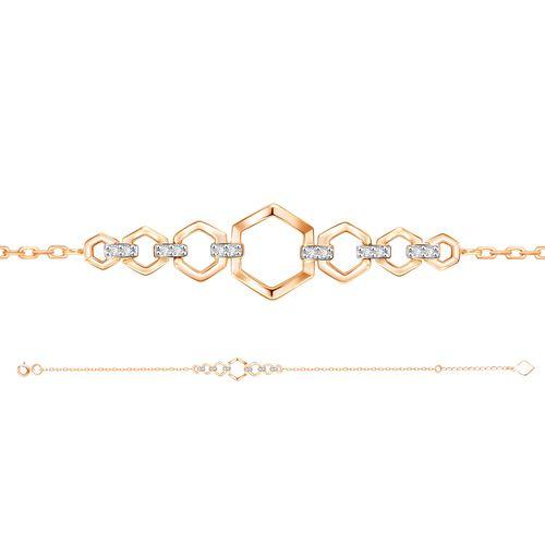 Браслет декоративный ZOLOTYE UZORY, красное золото 585 проба, вставка цирконий