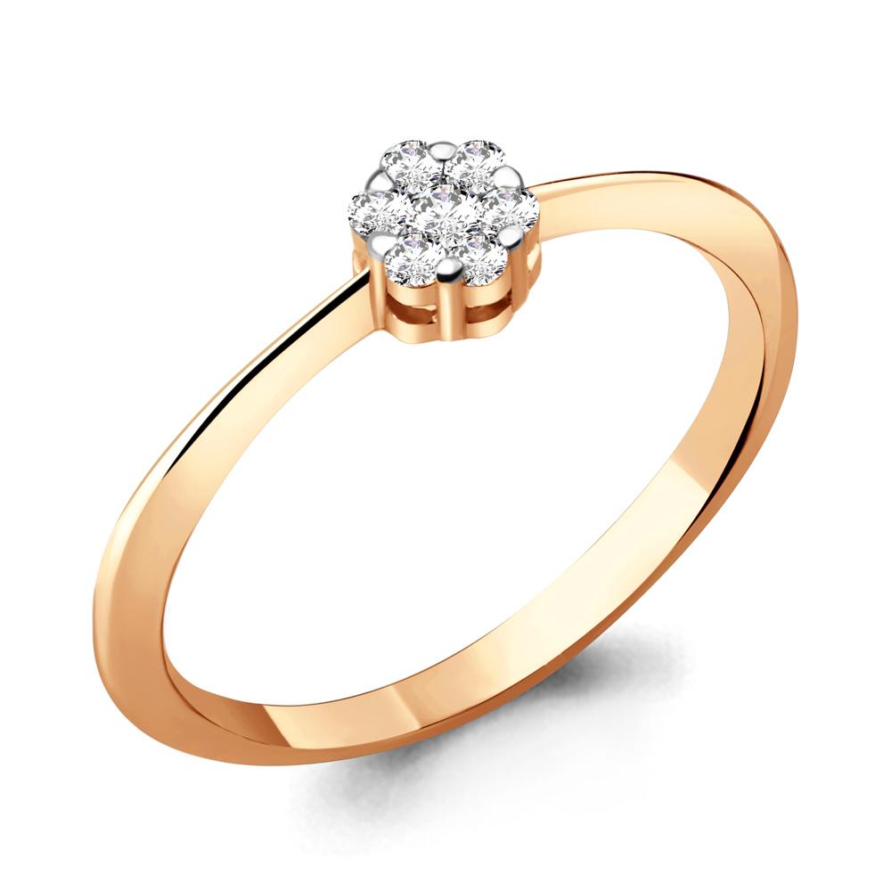 Кольцо помолвочное Aquamarine, красное золото 585 проба, вставка бриллиант (Aquamarine, Россия)