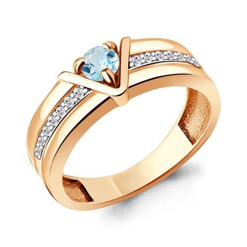 Кольцо декоративное Aquamarine, красное золото 585 проба, вставка фианит (Aquamarine, Россия)