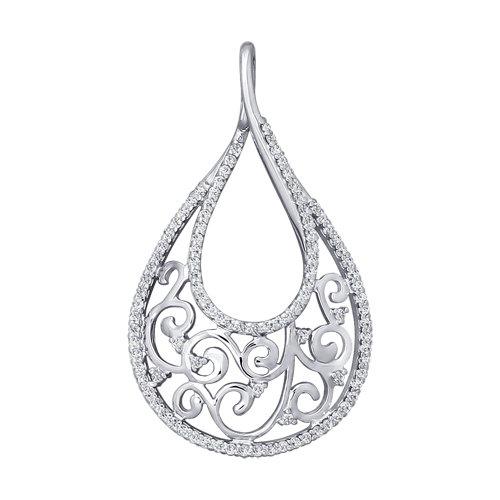 Подвеска декоративная SOKOLOV, белое золото 585 проба, вставка фианит (SOKOLOV, Россия)