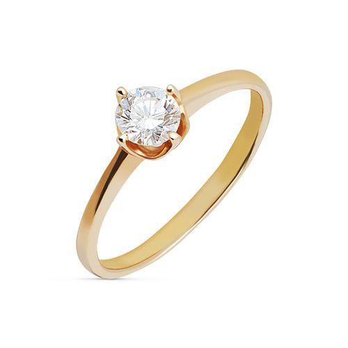 Кольцо помолвочное, красное золото 585 проба, вставка бриллиант (Беларусь)