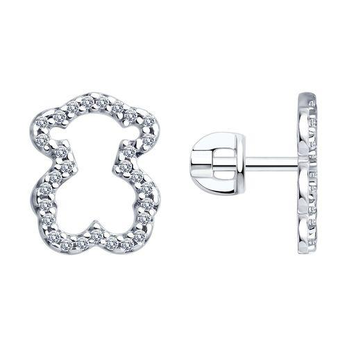 Серьги пусеты,  серебро 925 проба, вставка фианит (Россия)