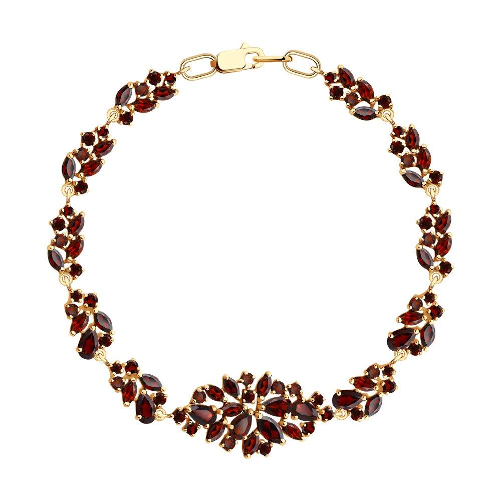 Браслет декоративный, красное золото 585 проба, вставка гранат (Россия)