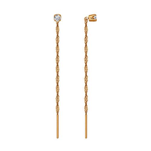 Серьги-цепочки Sokolov и Diamant, красное золото 585 проба, вставка фианит