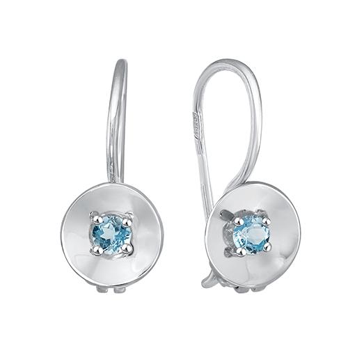 Серьги детские BIRYUZA,  серебро 925 проба, вставка цирконий (BIRYUZA, Россия)