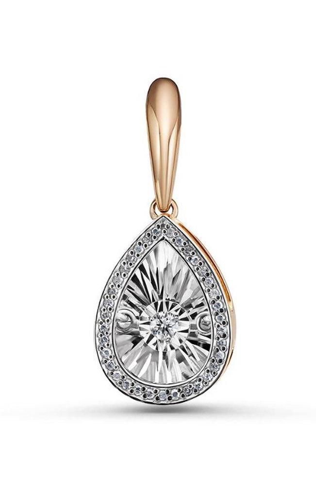 Подвеска декоративная, красное золото 585 проба, вставка бриллиант