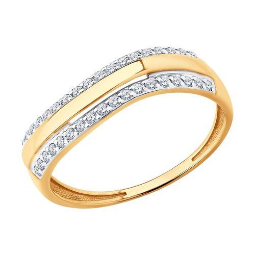 Кольцо декоративное Sokolov и Diamant, красное золото 585 проба, вставка фианит