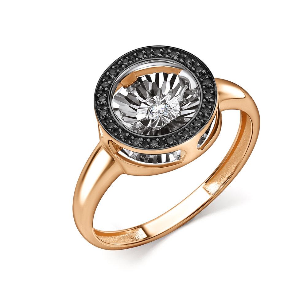 Кольцо декоративное, красное золото 585 проба, вставка бриллиант