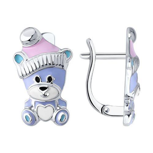 Серьги детские,  серебро 925 проба, вставка эмаль (Россия)