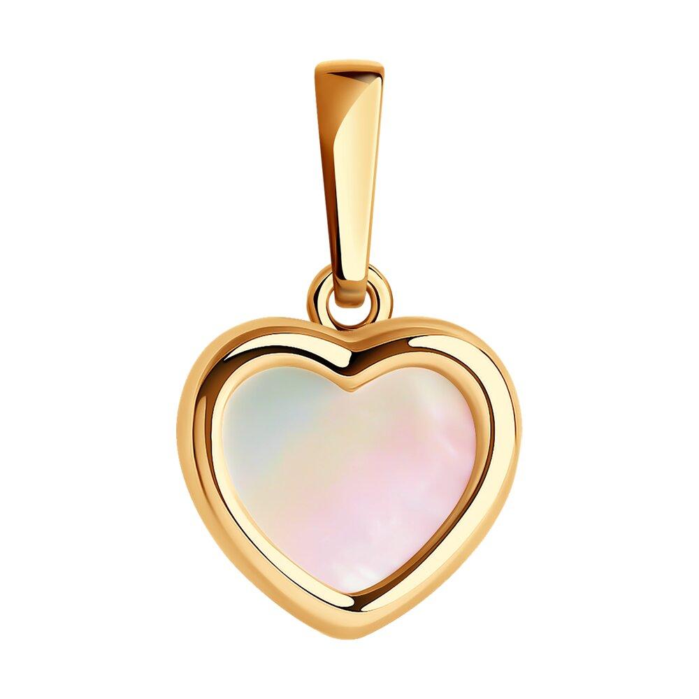 Подвеска декоративная, красное золото 585 проба, вставка перламутр (Россия)