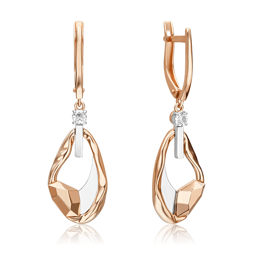 Серьги длинные Platina Jewellery, красное золото 585 проба, вставка топаз