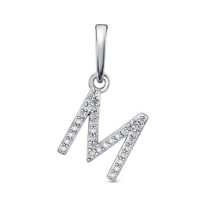 Подвеска буква,  серебро 925 проба, вставка фианит (Россия)