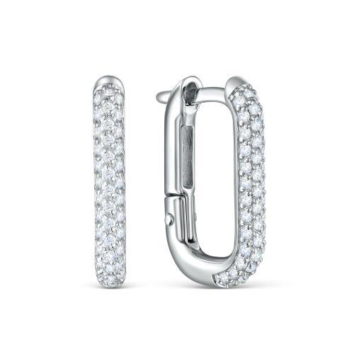 Серьги с английским замком Серебро России,  серебро 925 проба, вставка фианит (Серебро России, Россия)