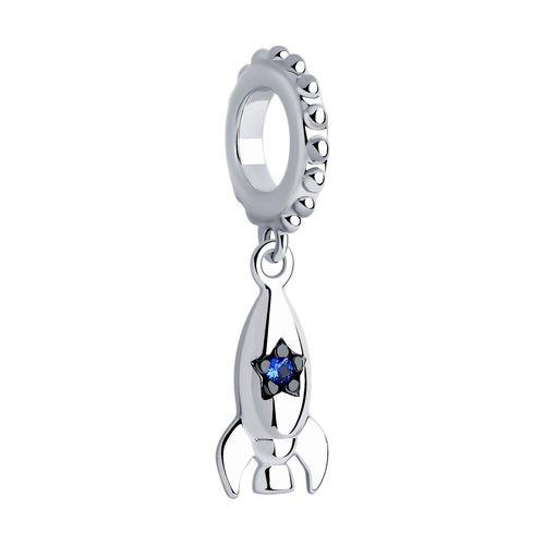 Подвеска шарм SOKOLOV,  серебро 925 проба, вставка фианит