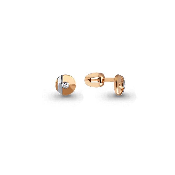 Серьги пусеты Aquamarine, красное золото 585 проба, вставка фианит (Aquamarine, Россия)