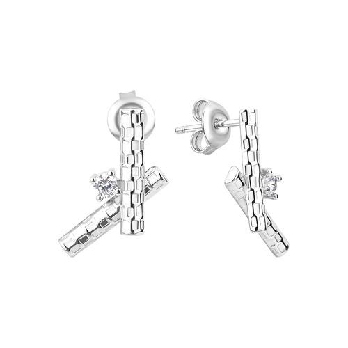 Серьги пусеты JUVEDEL, белое серебро 925 проба, вставка фианит (JUVEDEL, Россия)