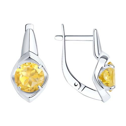 Серьги с английским замком Diamant,  серебро 925 проба, вставка цитрин (Diamant, Россия)