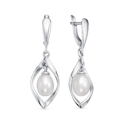 Серьги длинные Zlato,  серебро 925 проба, вставка жемчуг (Zlato, Россия)
