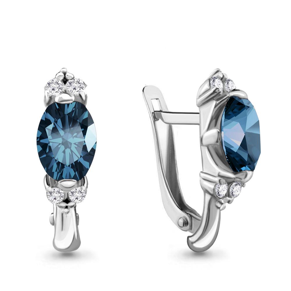 Серьги с английским замком Aquamarine,  серебро 925 проба, вставка фианит