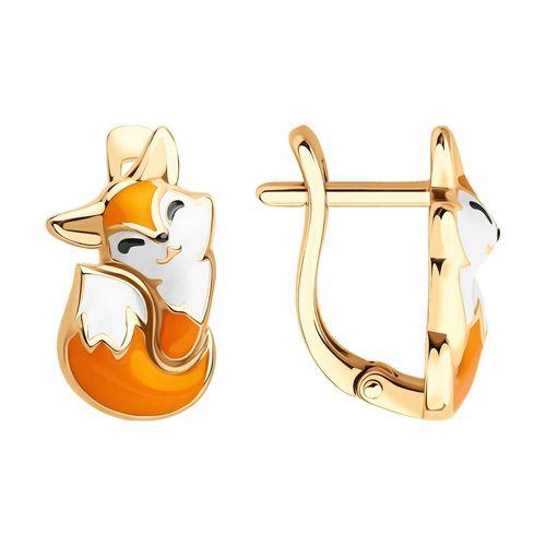 Серьги детские,  серебро 925 проба, вставка эмаль (Россия)