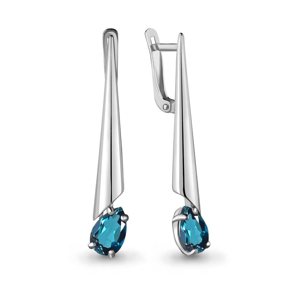 Серьги длинные Aquamarine,  серебро 925 проба, вставка топаз