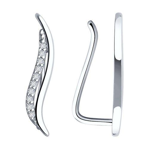 Серьги каффы SOKOLOV,  серебро 925 проба, вставка фианит (SOKOLOV, Россия)