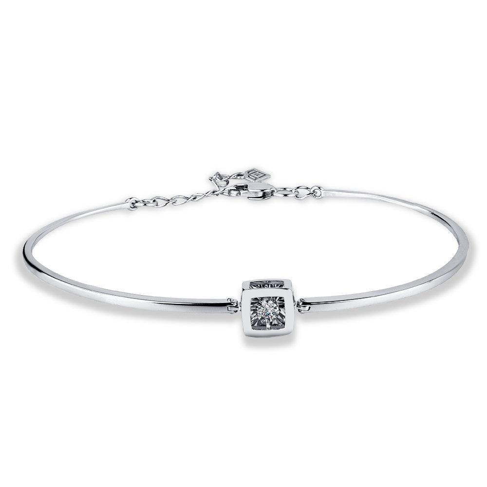 Браслет жесткий Grigoriev, белое золото 585 проба, вставка бриллиант