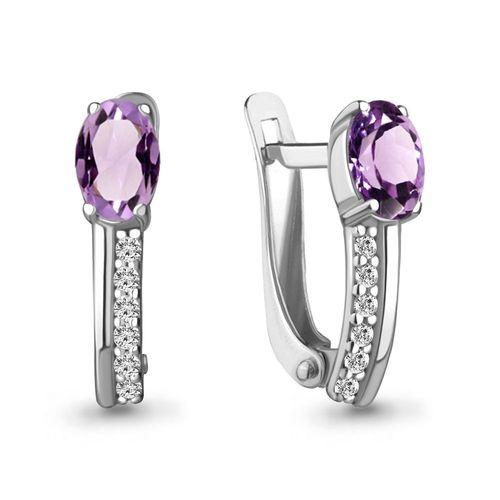 Серьги с английским замком Aquamarine,  серебро 925 проба, вставка фианит (Aquamarine, Россия)