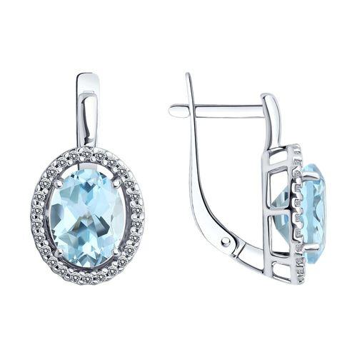 Серьги с английским замком Diamant,  серебро 925 проба, вставка фианит/топаз (Diamant, Россия)