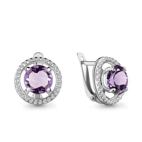Серьги с английским замком Aquamarine,  серебро 925 проба, вставка фианит (Aquamarine, Россия)