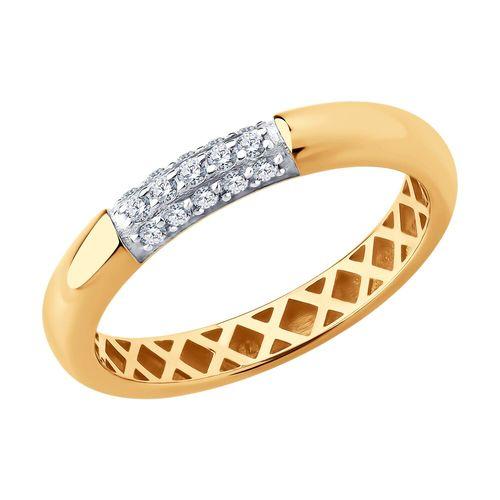 Кольцо декоративное Sokolov и Diamant, красное золото 585 проба, вставка фианит