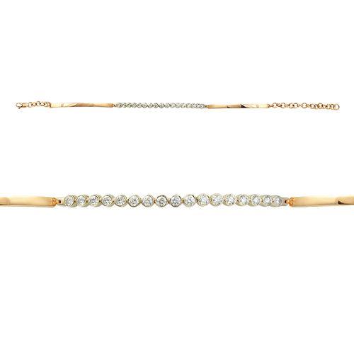 Браслет декоративный, красное золото 585 проба, вставка бриллиант