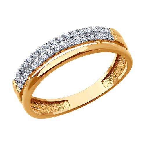 Кольцо декоративное Sokolov и Diamant, красное золото 585 проба, вставка фианит