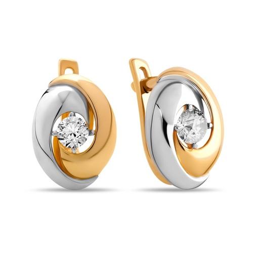 Серьги с английским замком SANIS,  золото 585 проба, вставка фианит (SANIS, Россия)