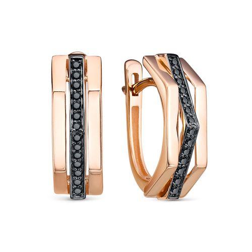 Серьги с английским замком RoseGrace, красное золото 585 проба, вставка бриллиант (RoseGrace, Россия)