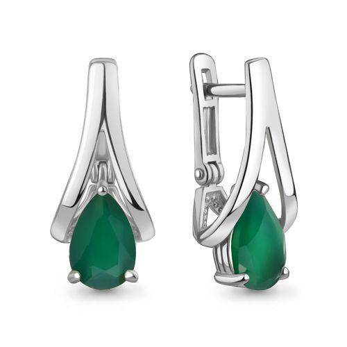Серьги с английским замком Aquamarine,  серебро 925 проба, вставка агат