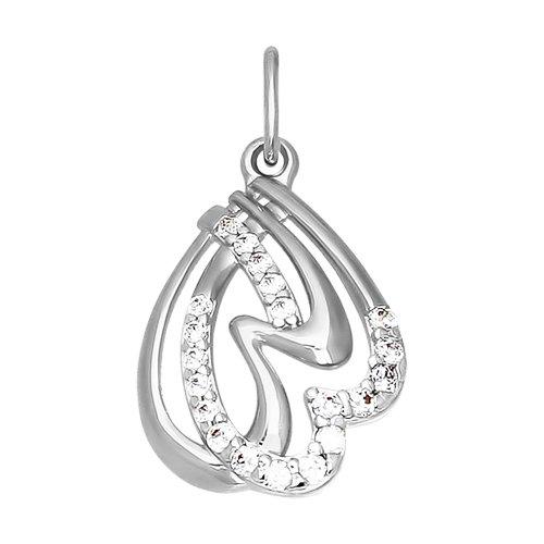 Подвеска декоративная SOKOLOV, белое золото 585 проба, вставка фианит (SOKOLOV, Россия)