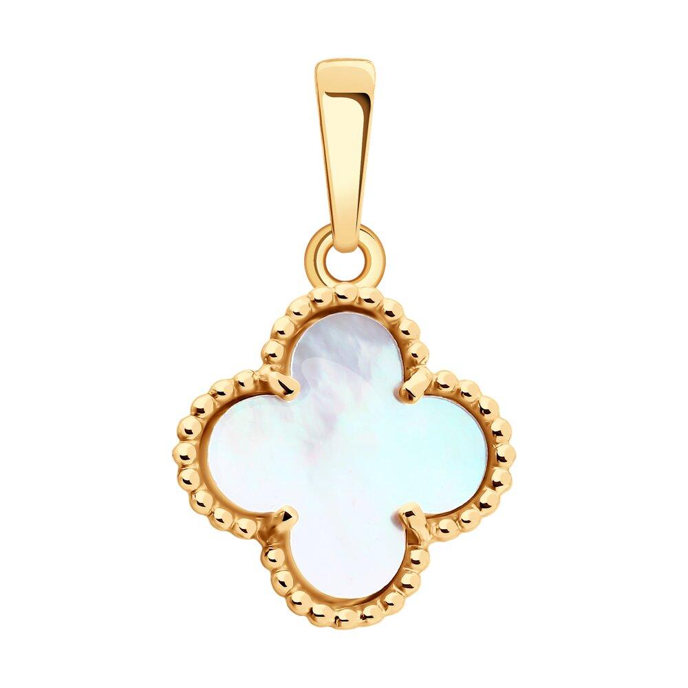 Подвеска декоративная, красное золото 585 проба, вставка перламутр (Россия)