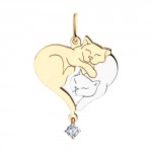 Подвеска декоративная Diamant, красное золото 585 проба, вставка фианит (Diamant, Россия)