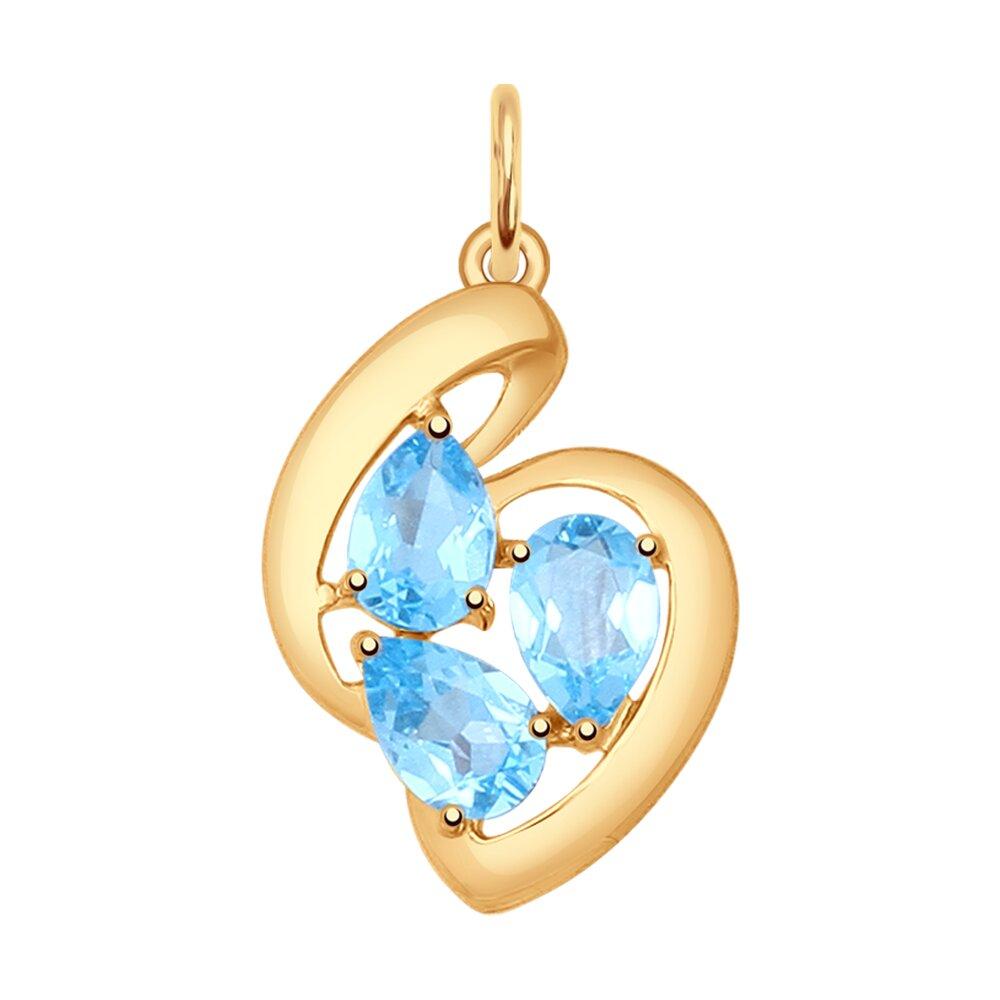 Подвеска декоративная, красное золото 585 проба, вставка топаз (Россия)