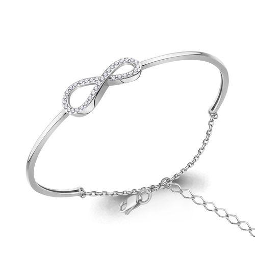 Браслет жесткий Aquamarine,  серебро 925 проба, вставка фианит