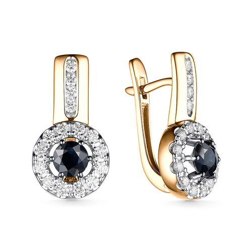 Серьги с английским замком Bellissima, красное золото 585 проба, вставка бриллиант (Bellissima, Россия)