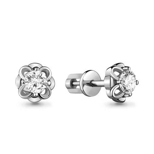 Серьги пусеты Aquamarine,  серебро 925 проба, вставка фианит