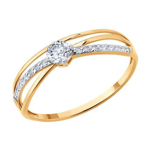 Кольцо декоративное Sokolov и Diamant, красное золото 585 проба, вставка фианит (Sokolov и Diamant, Россия)